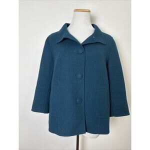 Talbots Womens Cropped Wool Blazer Size 8 Petite Classic Career Retro Preppy